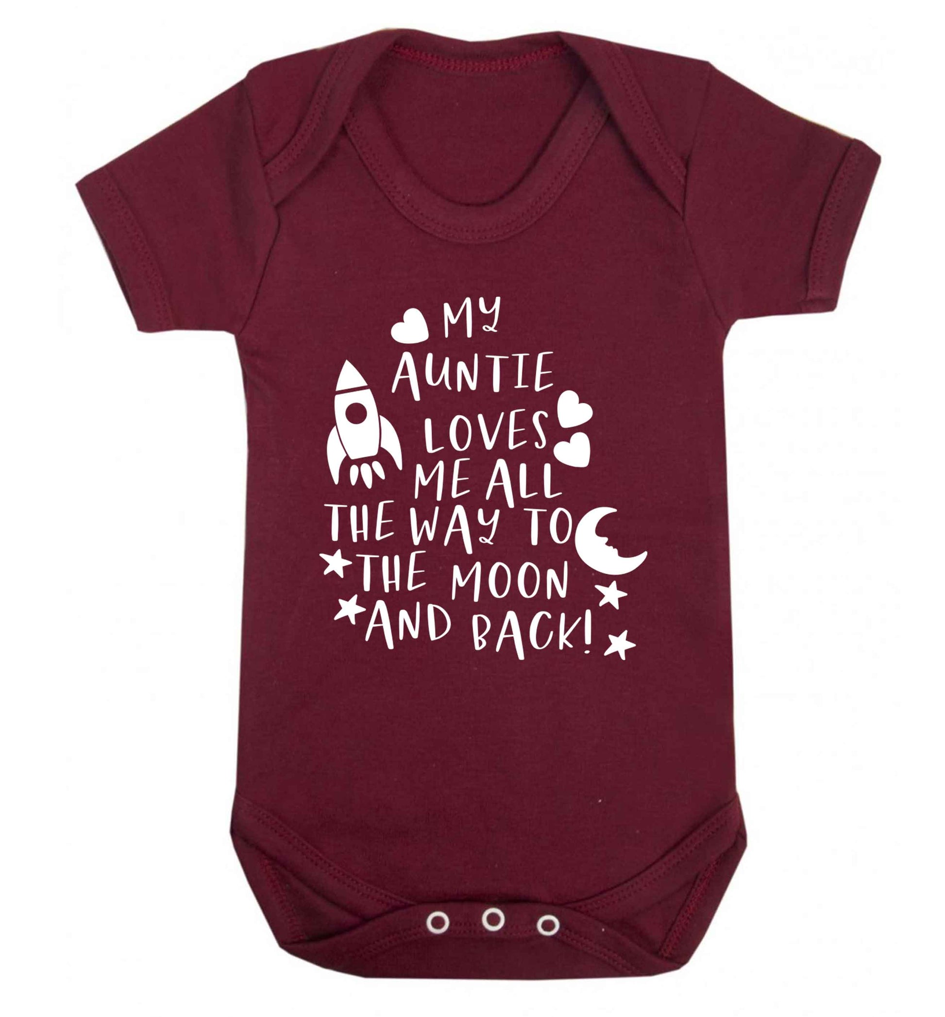 My auntie loves me all the way to the moon and back Baby Vest maroon 18-24 months