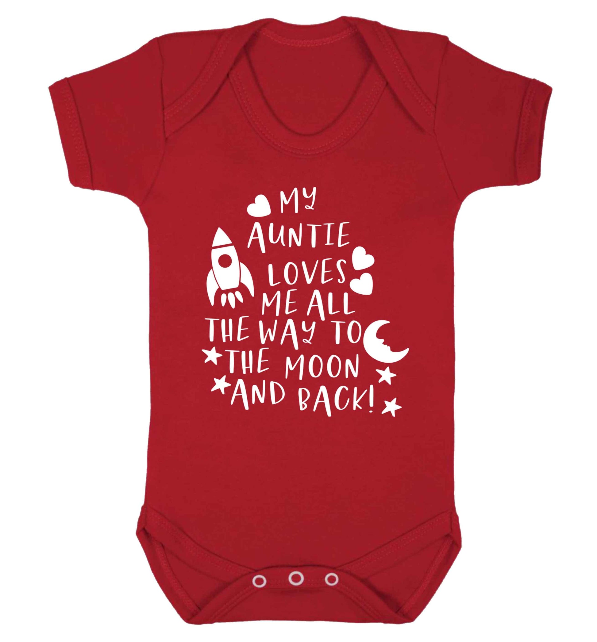 My auntie loves me all the way to the moon and back Baby Vest red 18-24 months