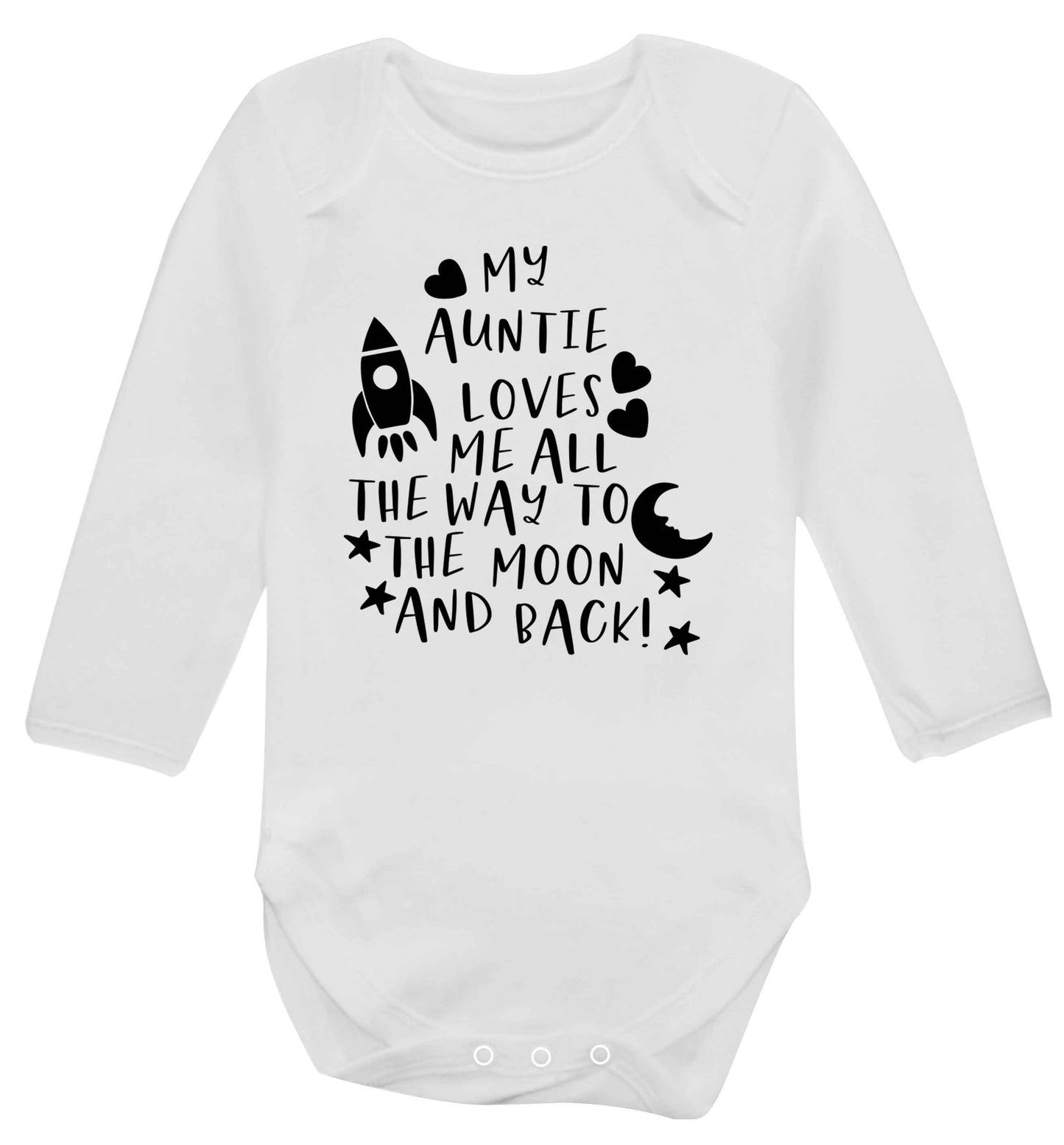My auntie loves me all the way to the moon and back Baby Vest long sleeved white 6-12 months