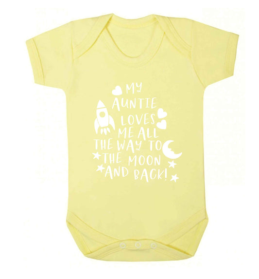 My auntie loves me all the way to the moon and back Baby Vest pale yellow 18-24 months