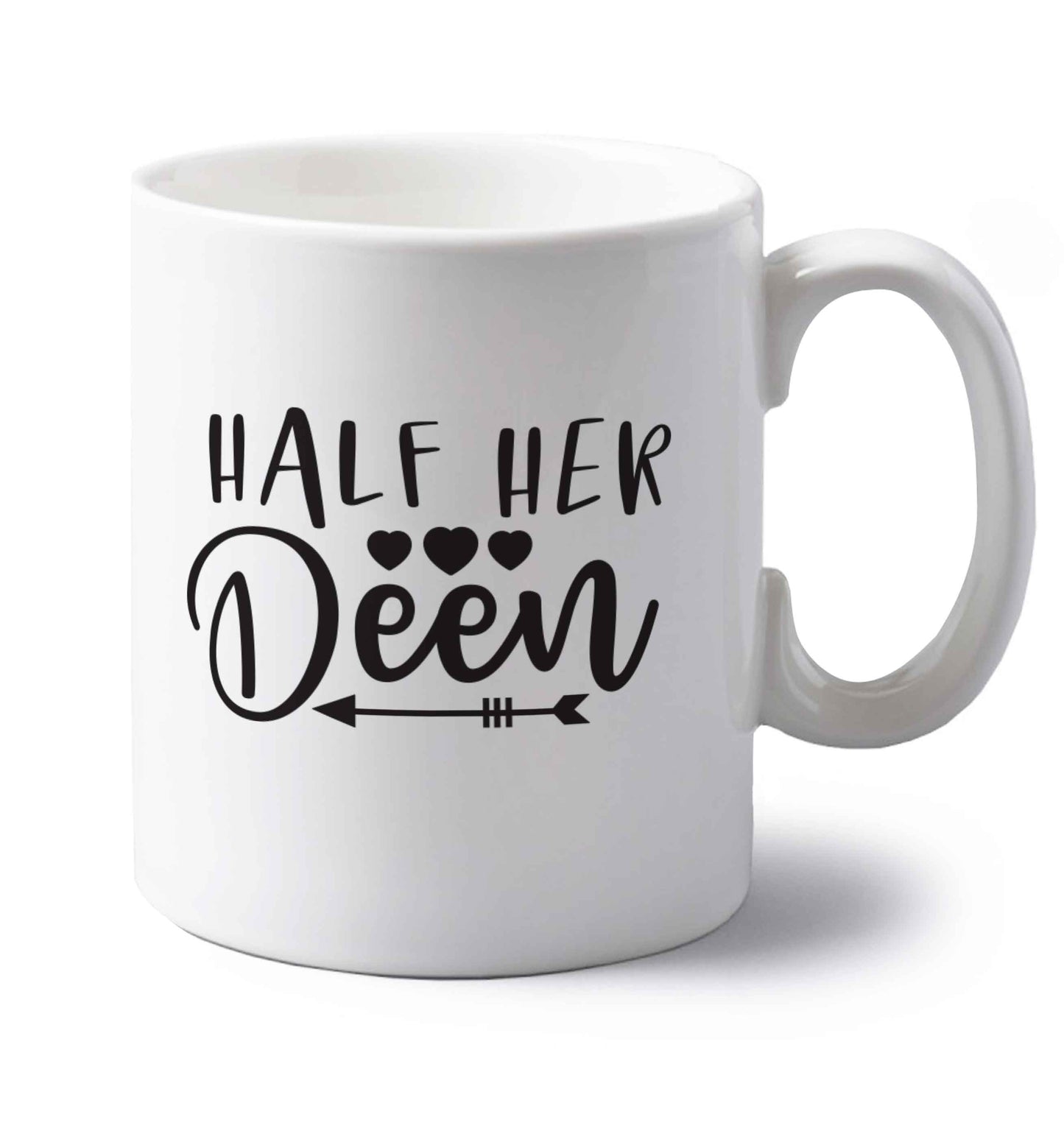 Half her deen left handed white ceramic mug