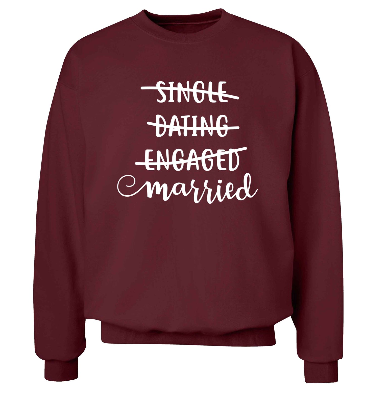 Single, dating, engaged, married Adult's unisex maroon Sweater 2XL