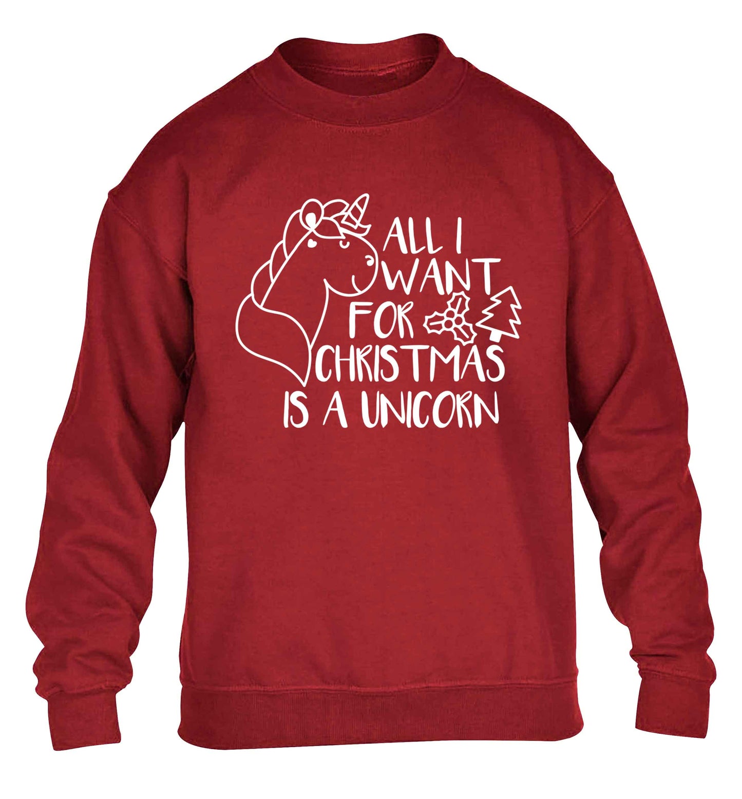 All I want for Christmas is a unicorn children's grey sweater 12-13 Years
