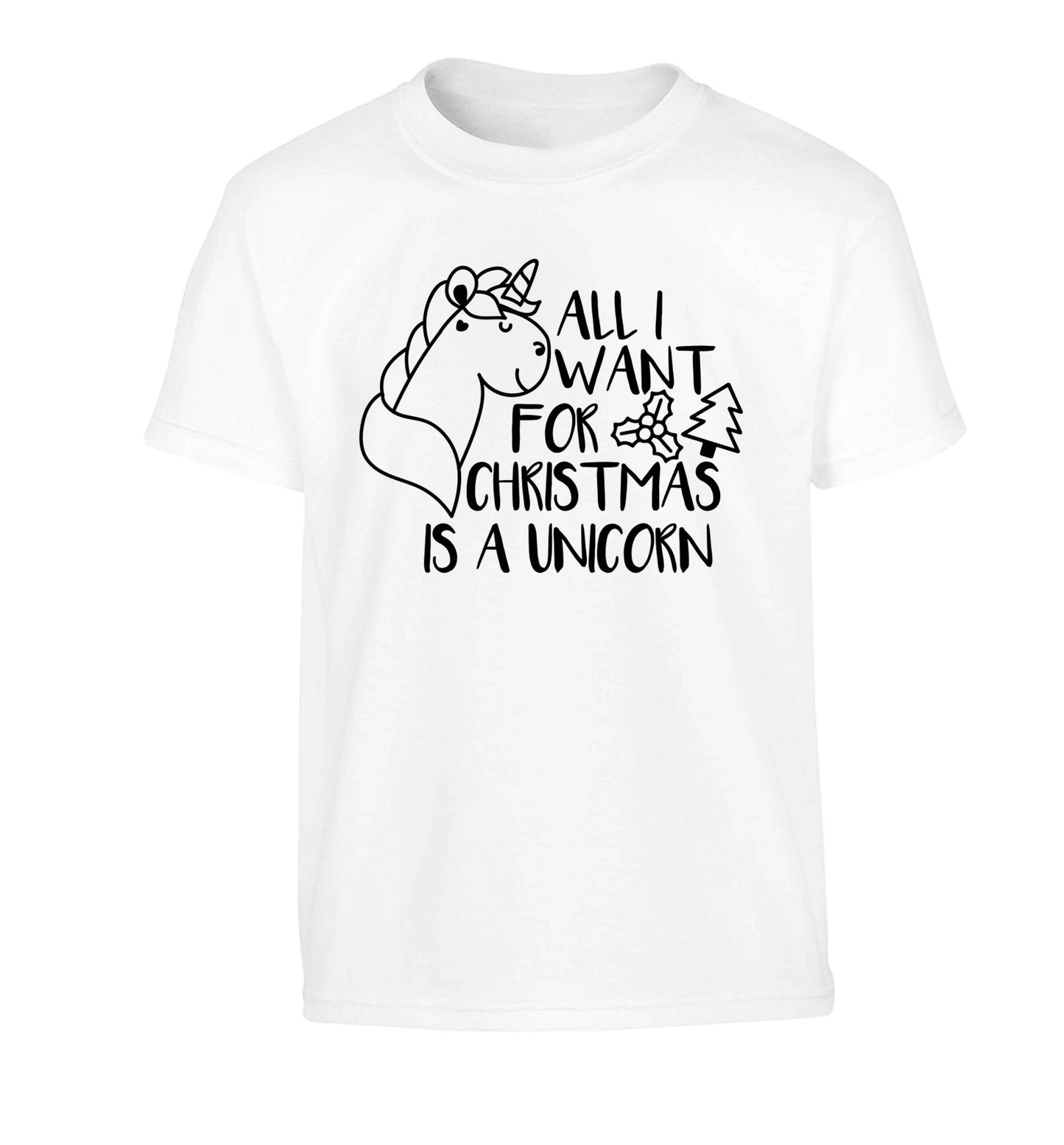 All I want for Christmas is a unicorn Children's white Tshirt 12-13 Years
