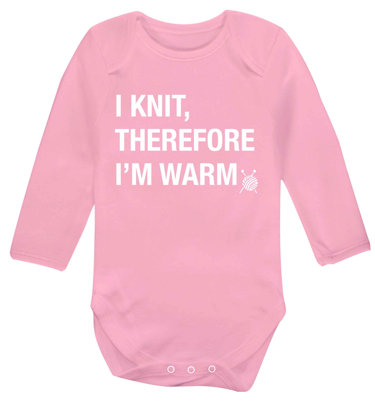 I knit therefore I'm warm Baby Vest long sleeved pale pink 6-12 months