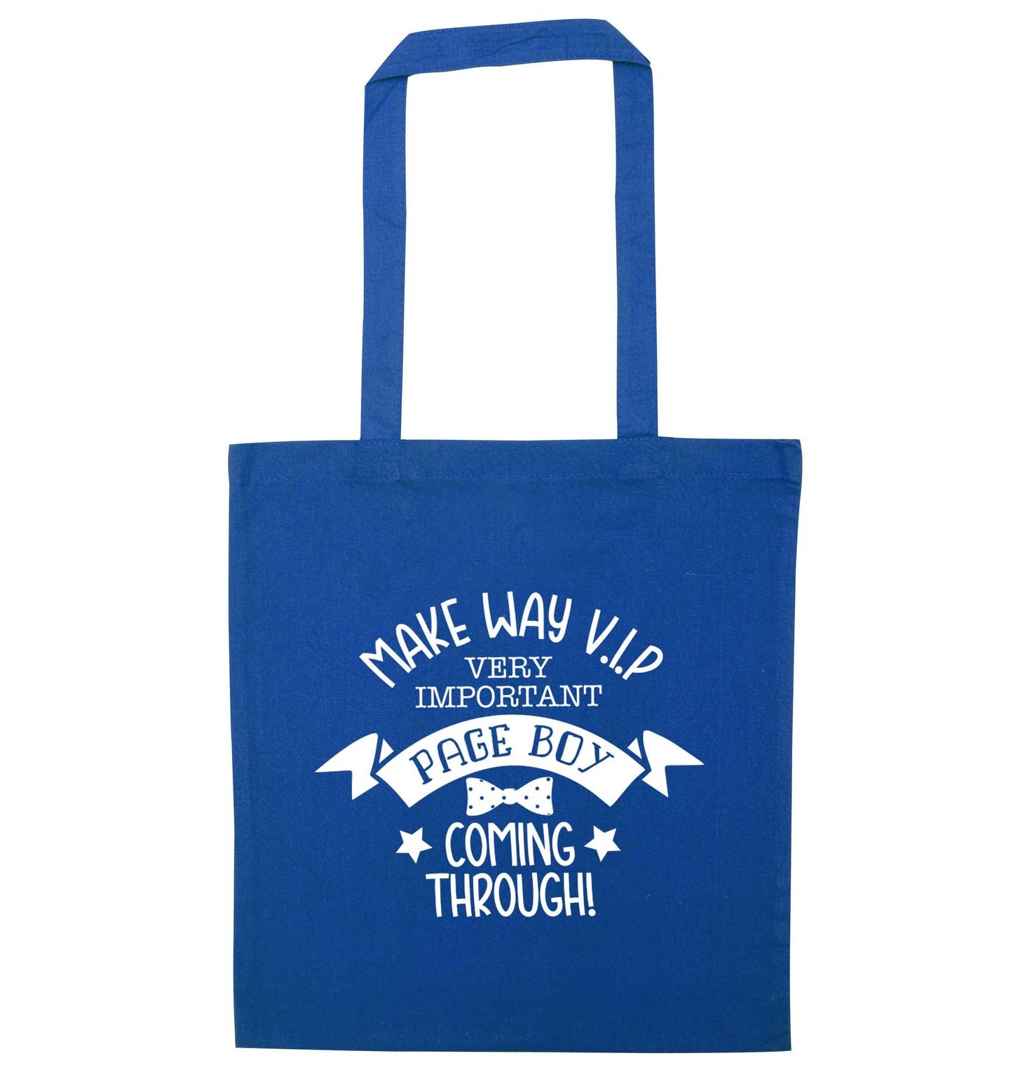 Make way V.I.P page boy coming through! blue tote bag