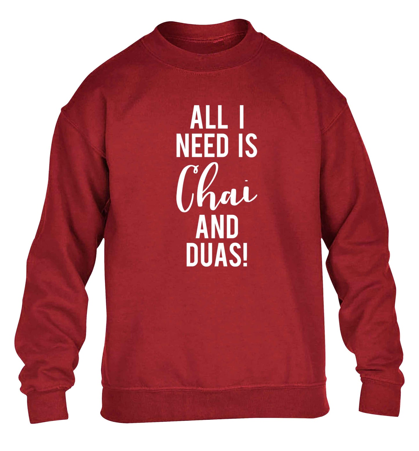 All I need is chai and duas children's grey sweater 12-13 Years