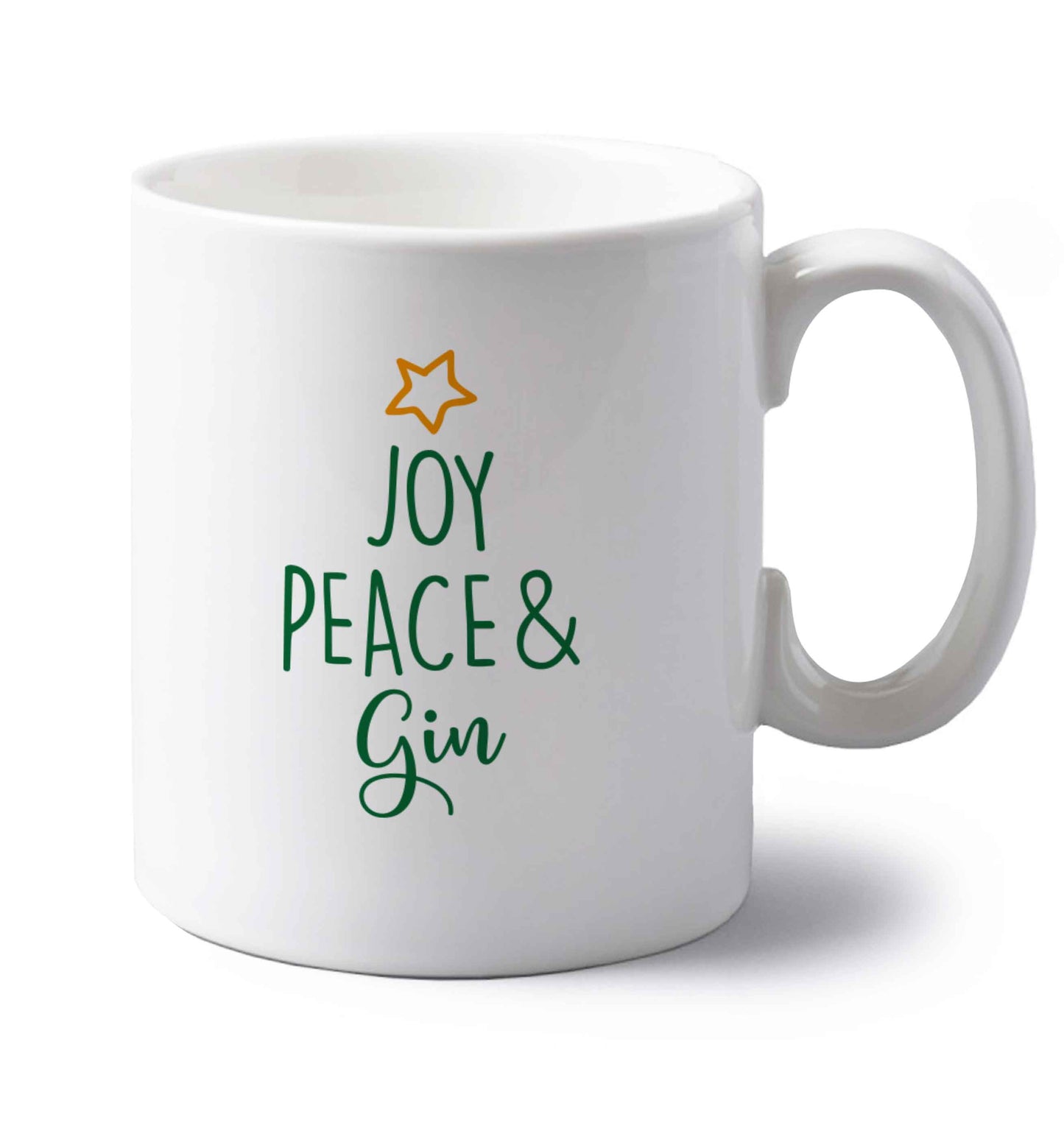 Joy peace and gin left handed white ceramic mug