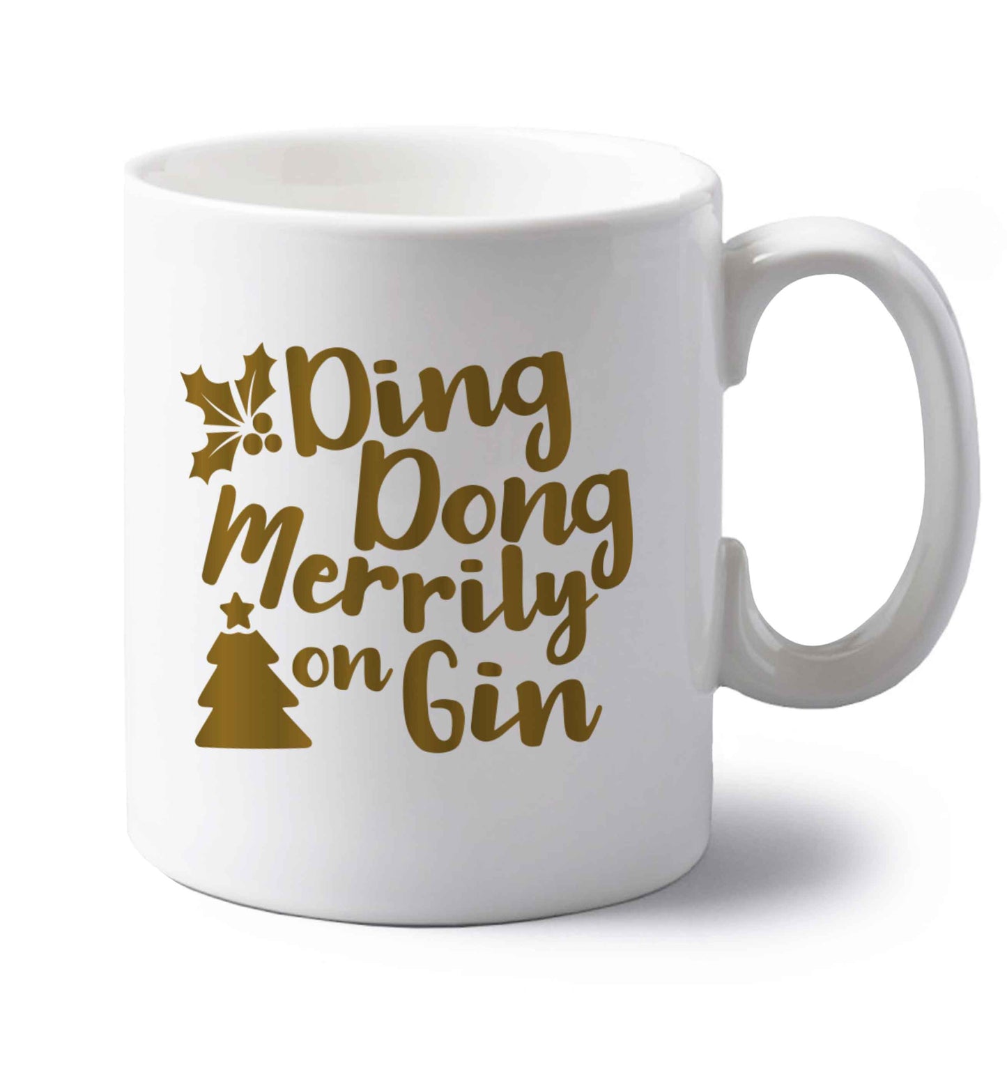 Ding dong merrily on gin left handed white ceramic mug