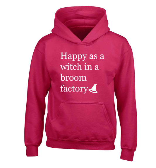 Happy as a witch in a broom factory children's pink hoodie 12-13 Years