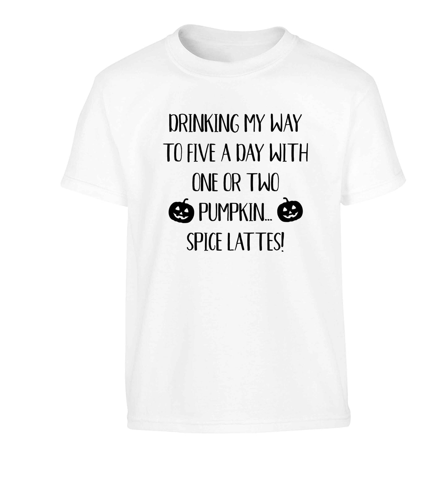 5 a Day Pumpkin Lattes Children's white Tshirt 12-13 Years
