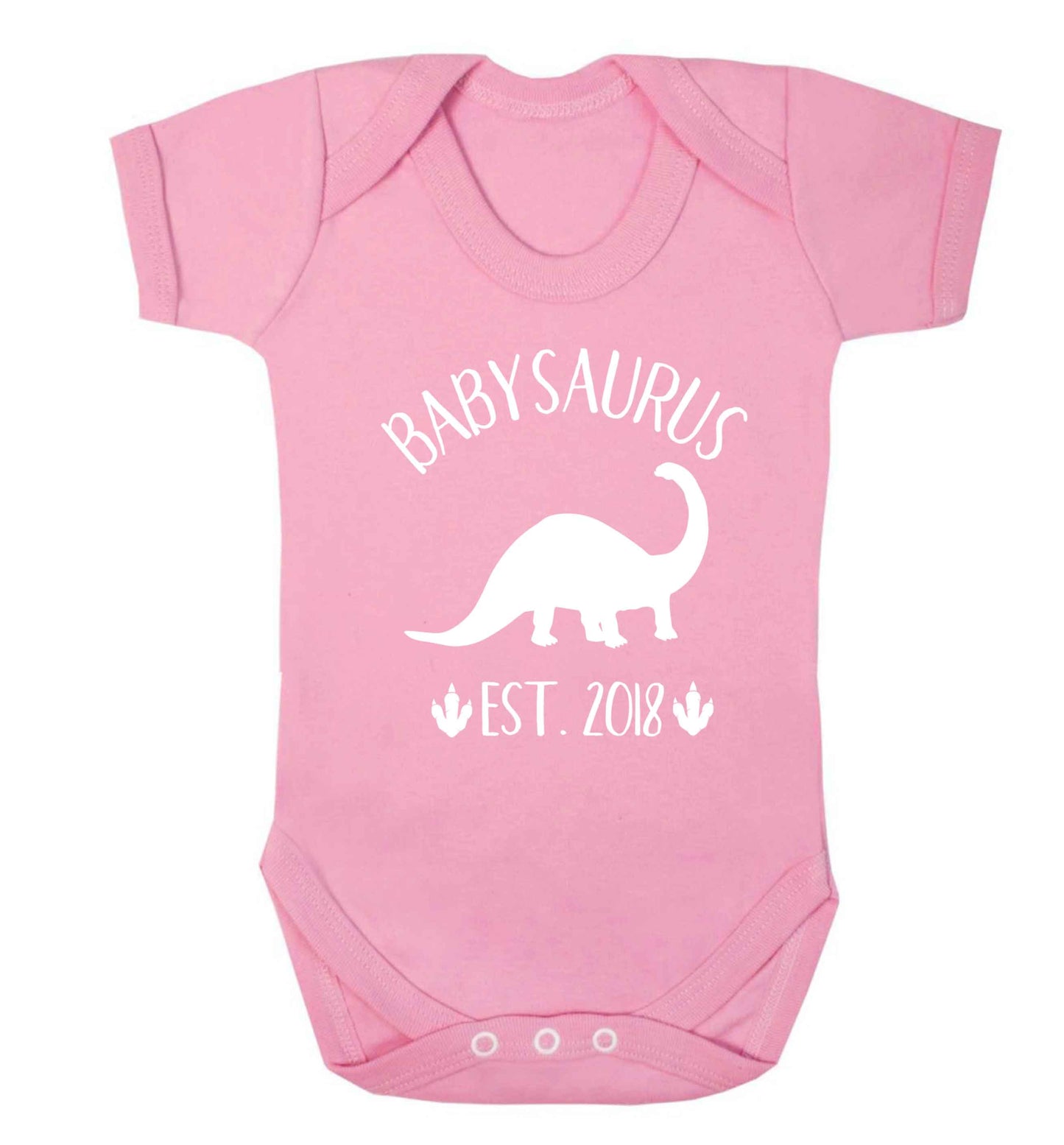 Personalised babysaurus since (custom date) Baby Vest pale pink 18-24 months