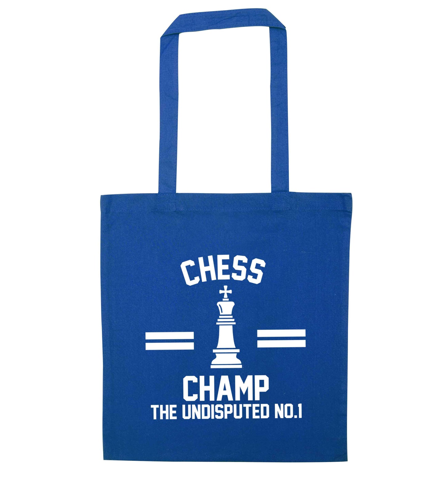 Undisputed chess championship no.1 blue tote bag