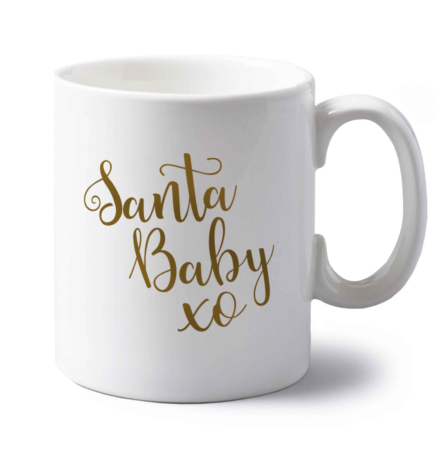 Santa baby left handed white ceramic mug