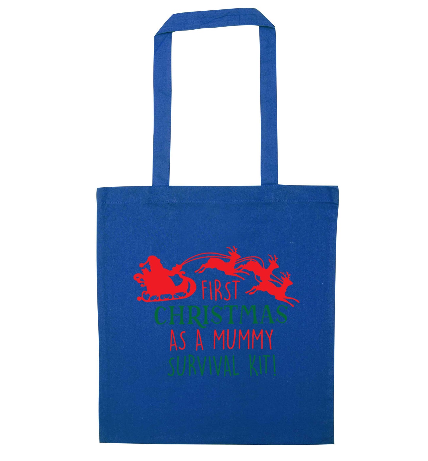 First Christmas as a mummy survival kit blue tote bag