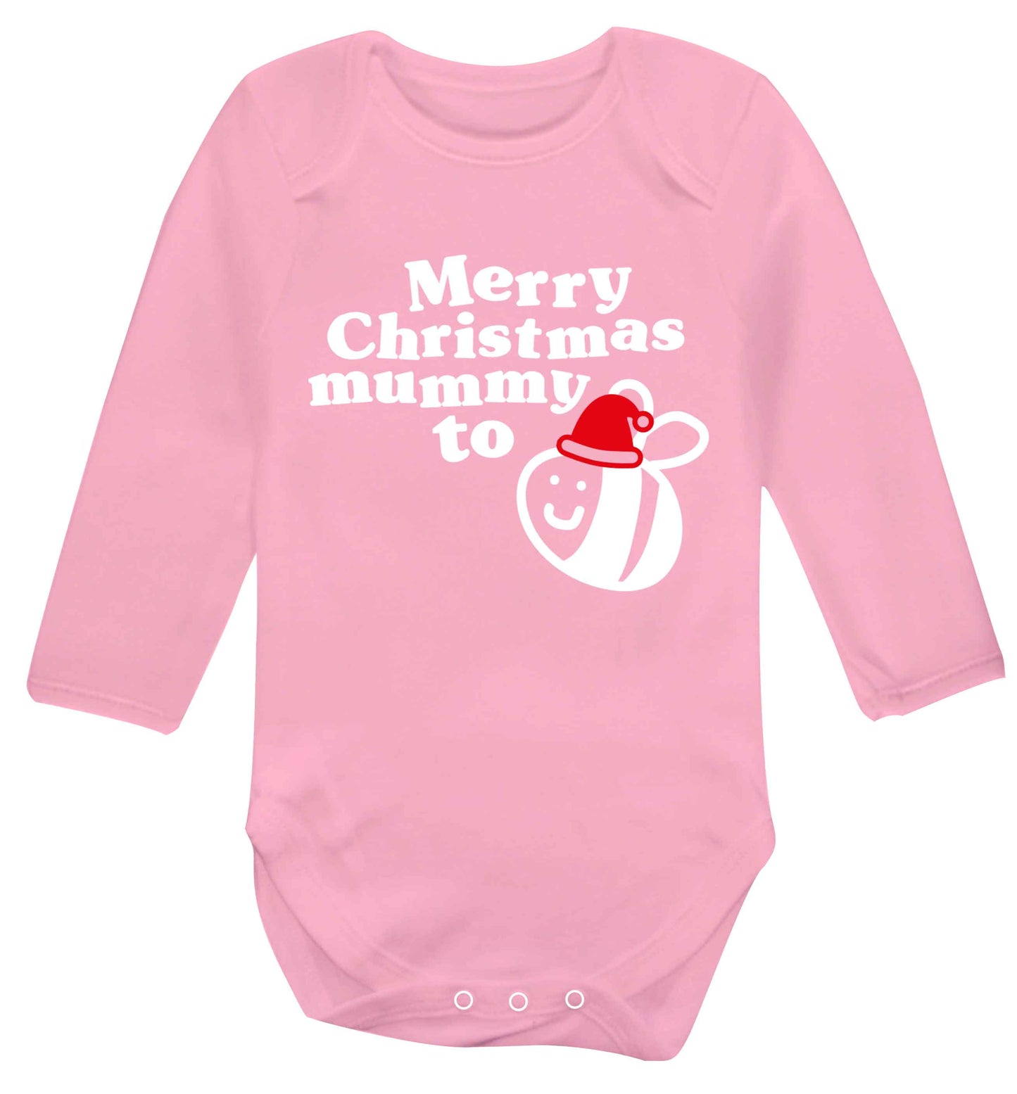 Merry Christmas mummy to be Baby Vest long sleeved pale pink 6-12 months
