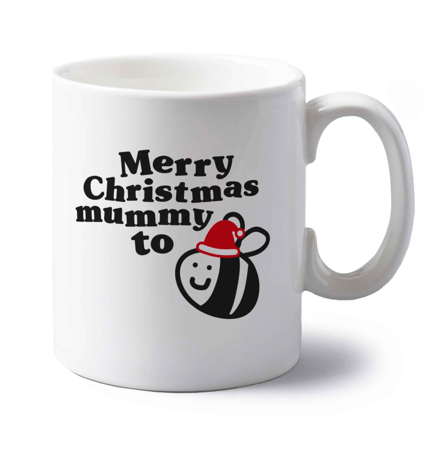 Merry Christmas mummy to be left handed white ceramic mug