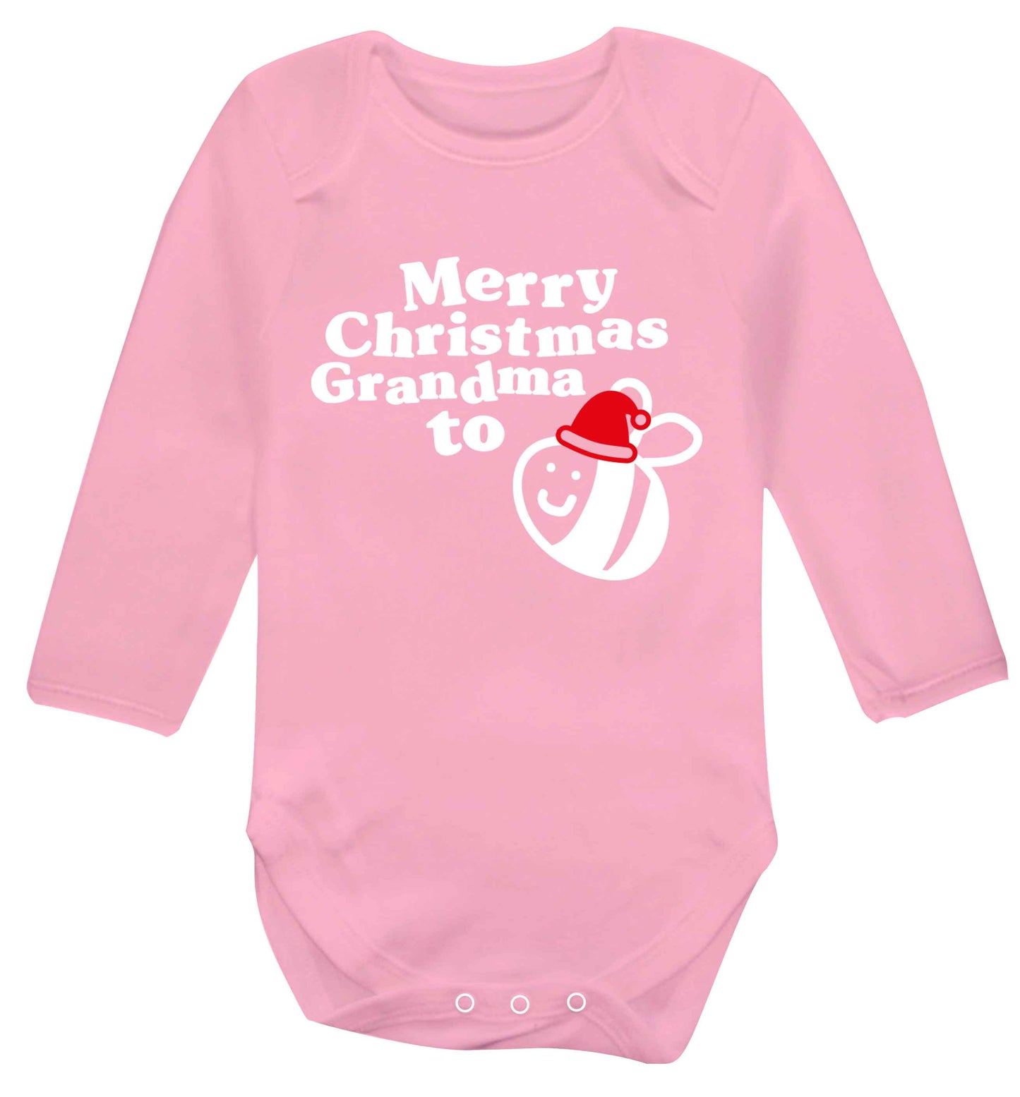 Merry Christmas grandma to be Baby Vest long sleeved pale pink 6-12 months