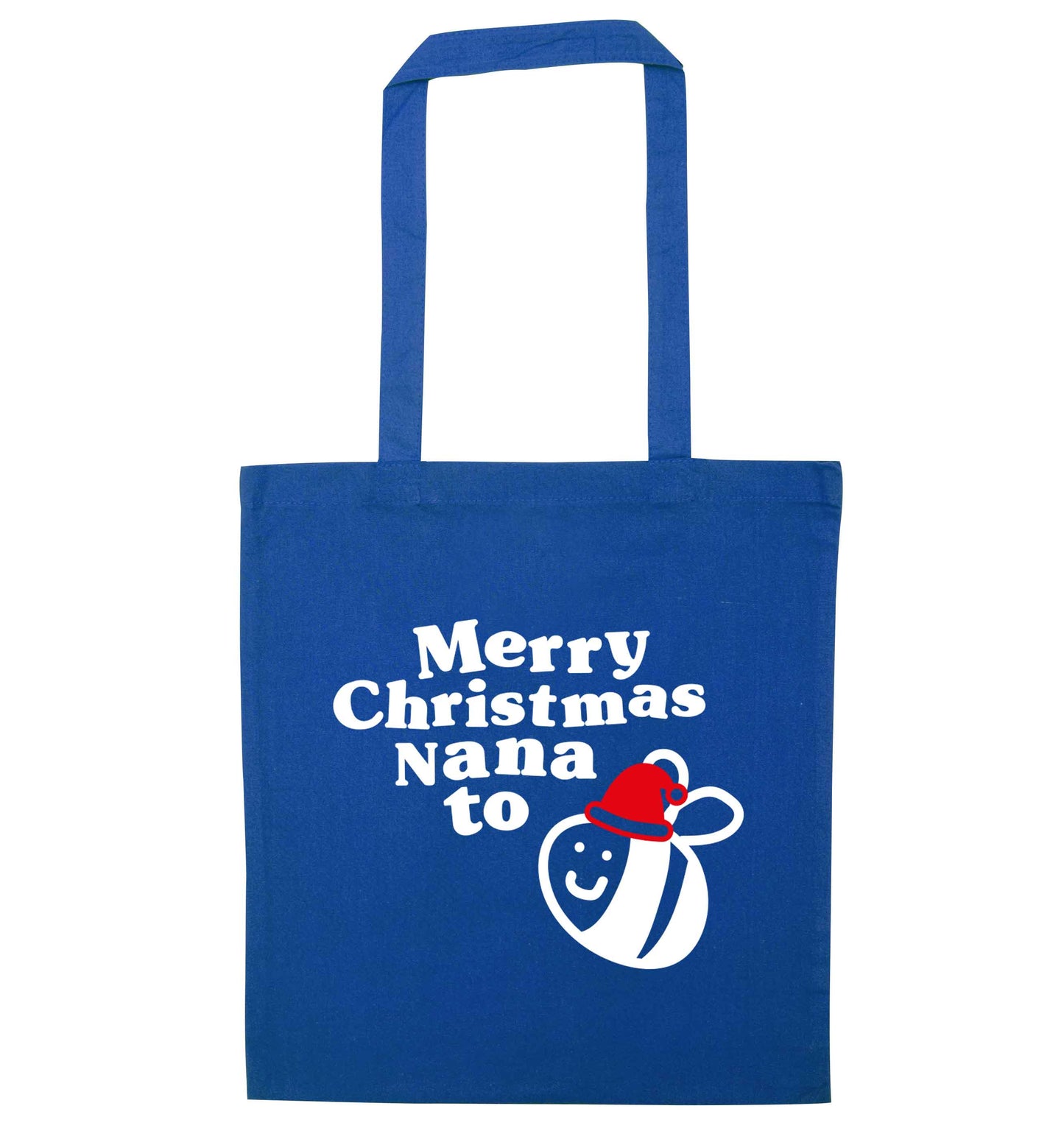Merry Christmas nana to be blue tote bag