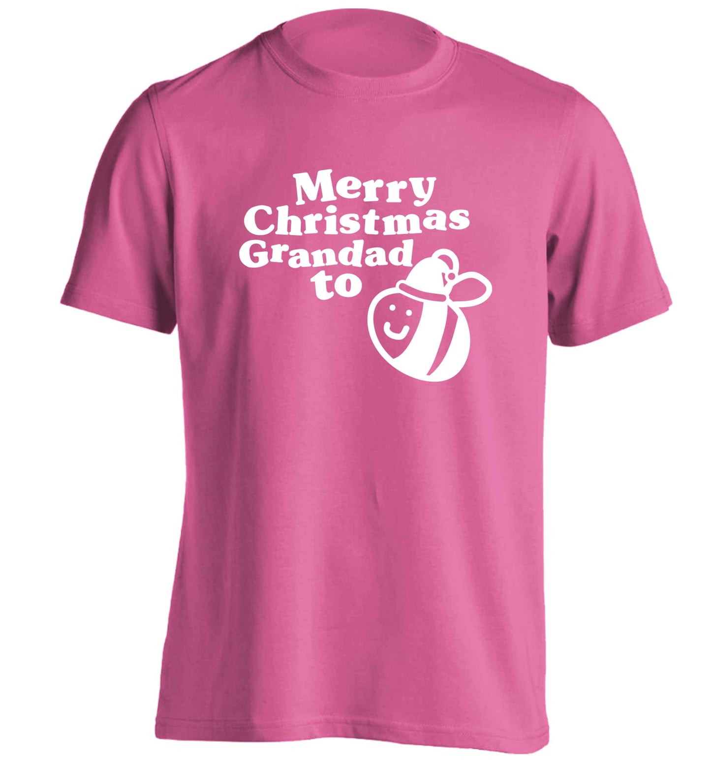 Merry Christmas grandad to be adults unisex pink Tshirt 2XL