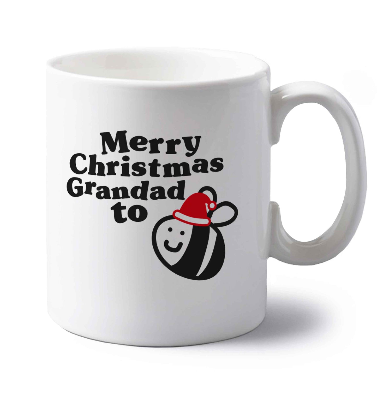 Merry Christmas grandad to be left handed white ceramic mug