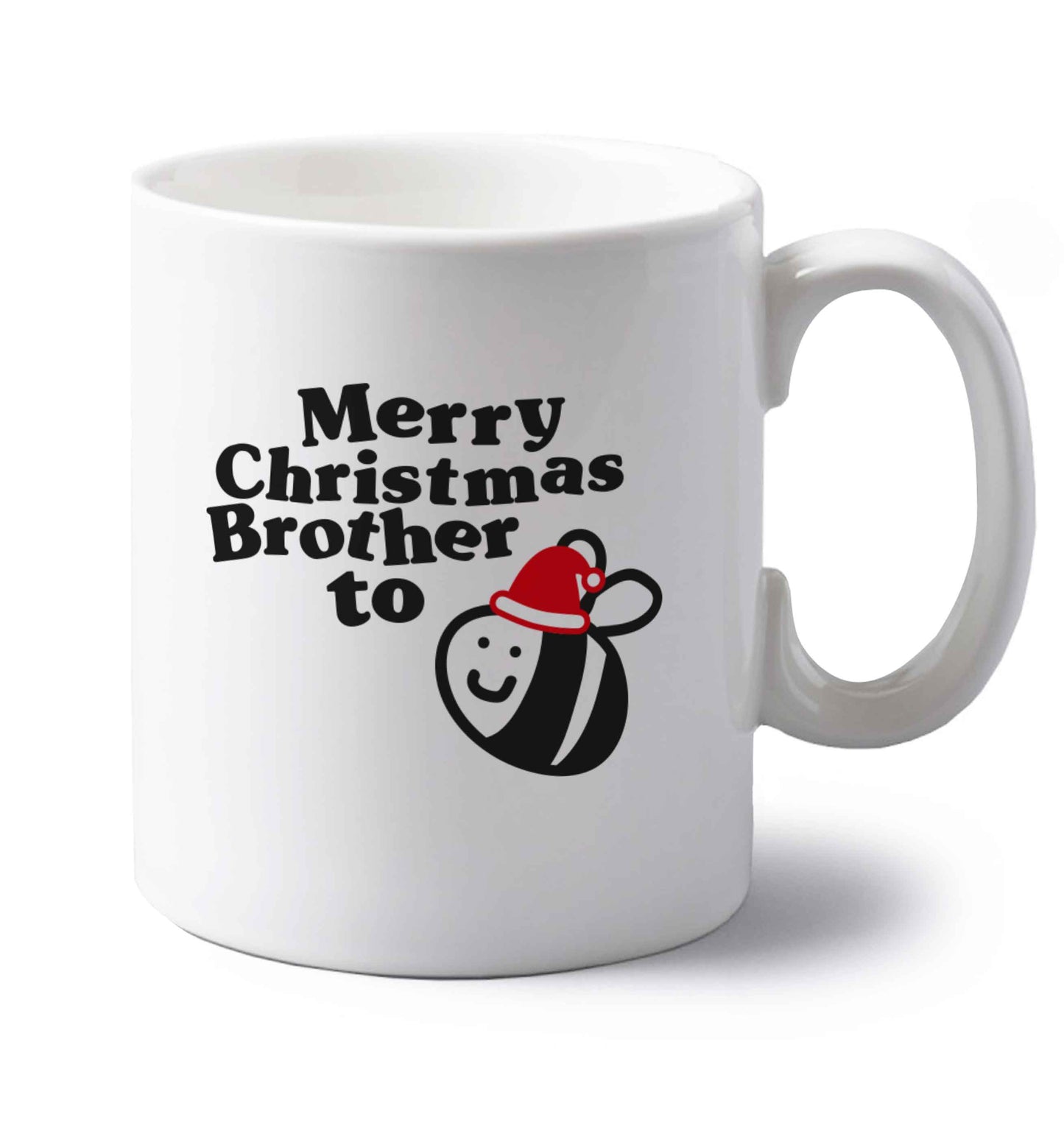 Merry Christmas brother to be left handed white ceramic mug