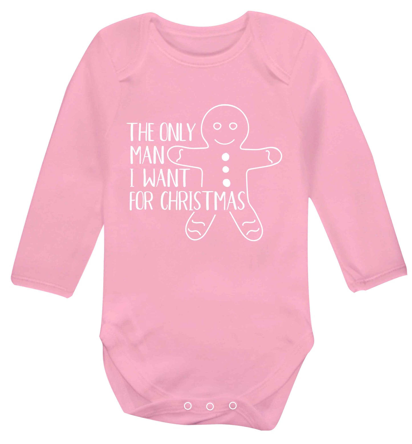 The only man I want for Christmas Baby Vest long sleeved pale pink 6-12 months