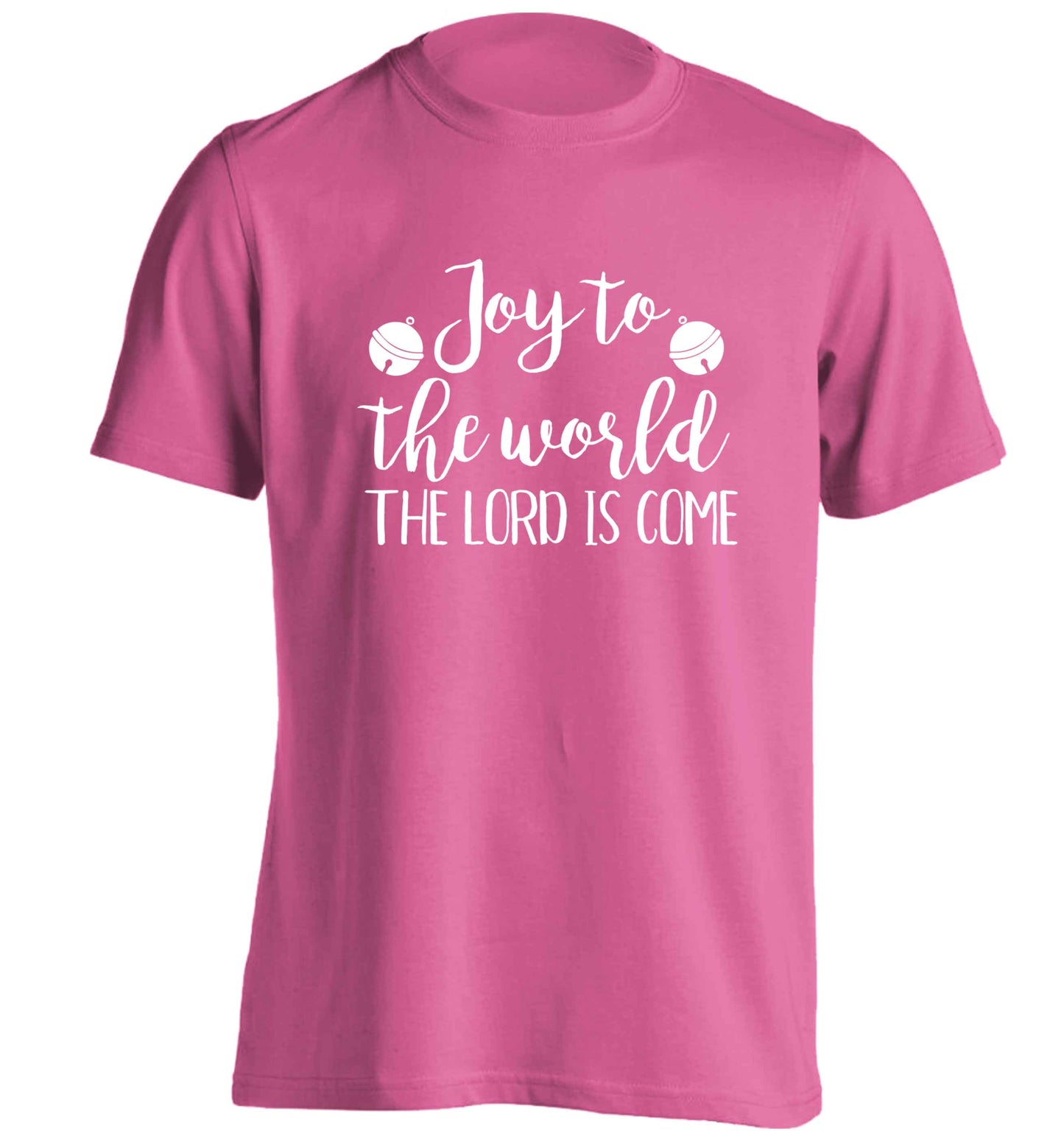 Joy to the world the Lord is come adults unisex pink Tshirt 2XL