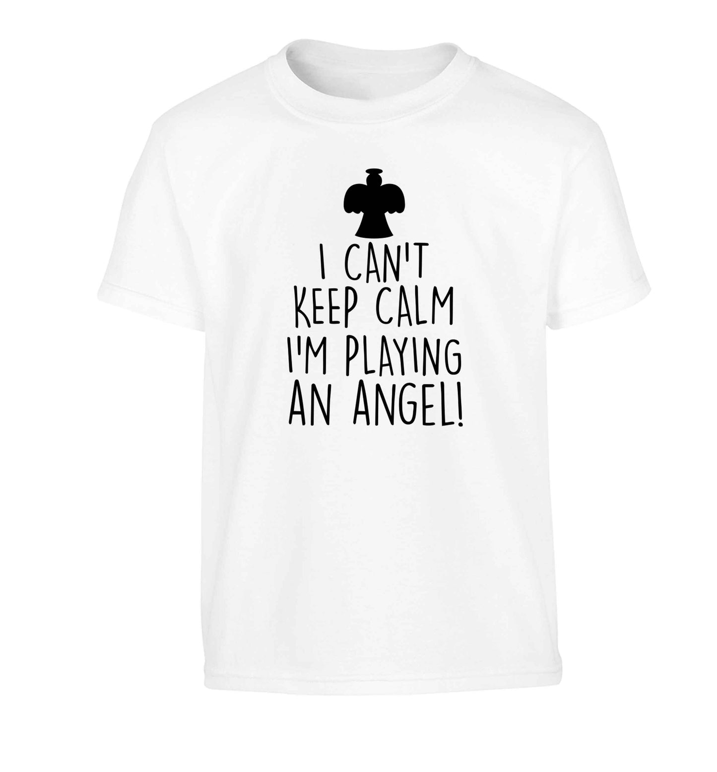 I can't keep calm I'm playing an angel! Children's white Tshirt 12-13 Years
