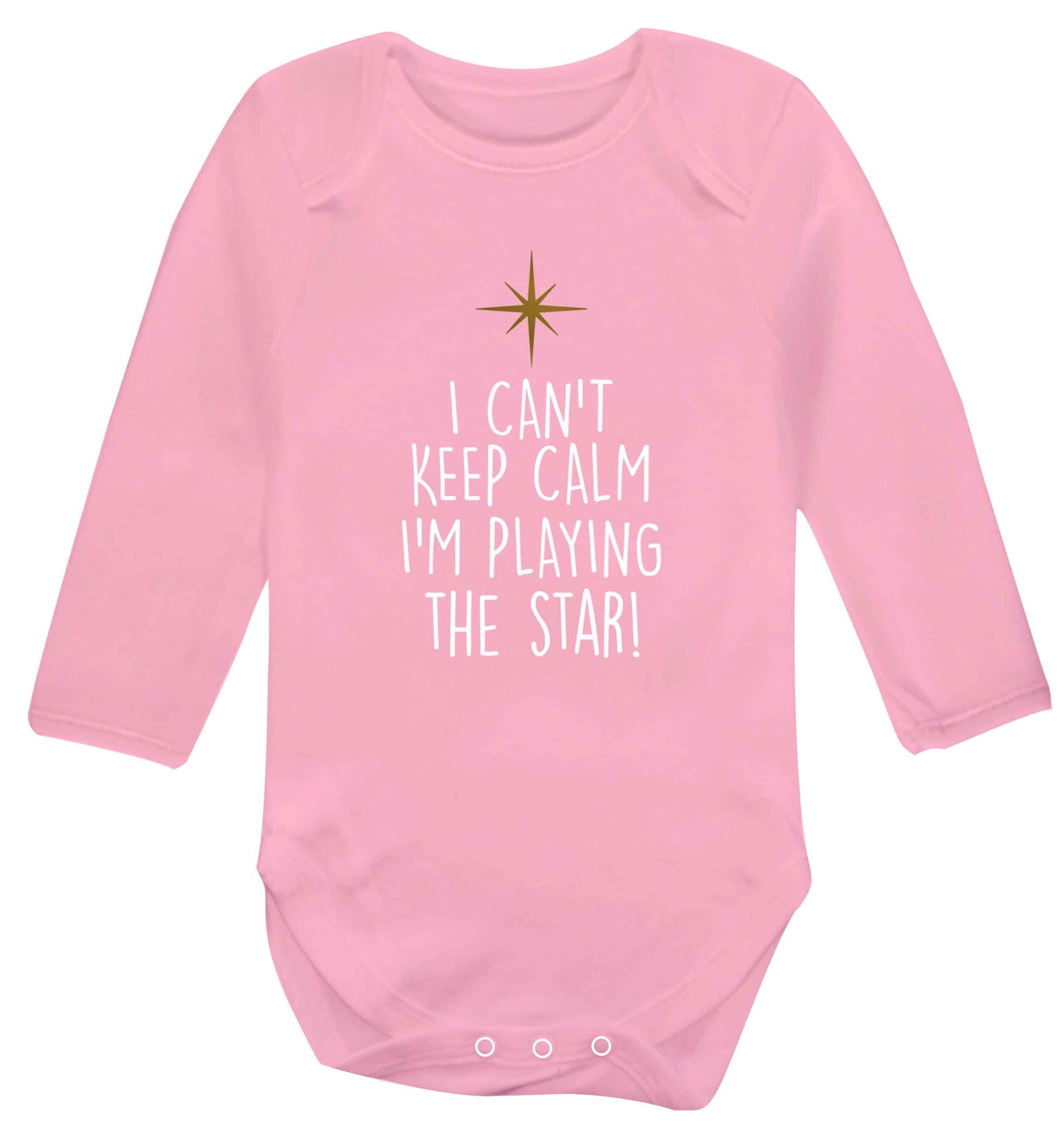 I can't keep calm I'm playing the star! Baby Vest long sleeved pale pink 6-12 months