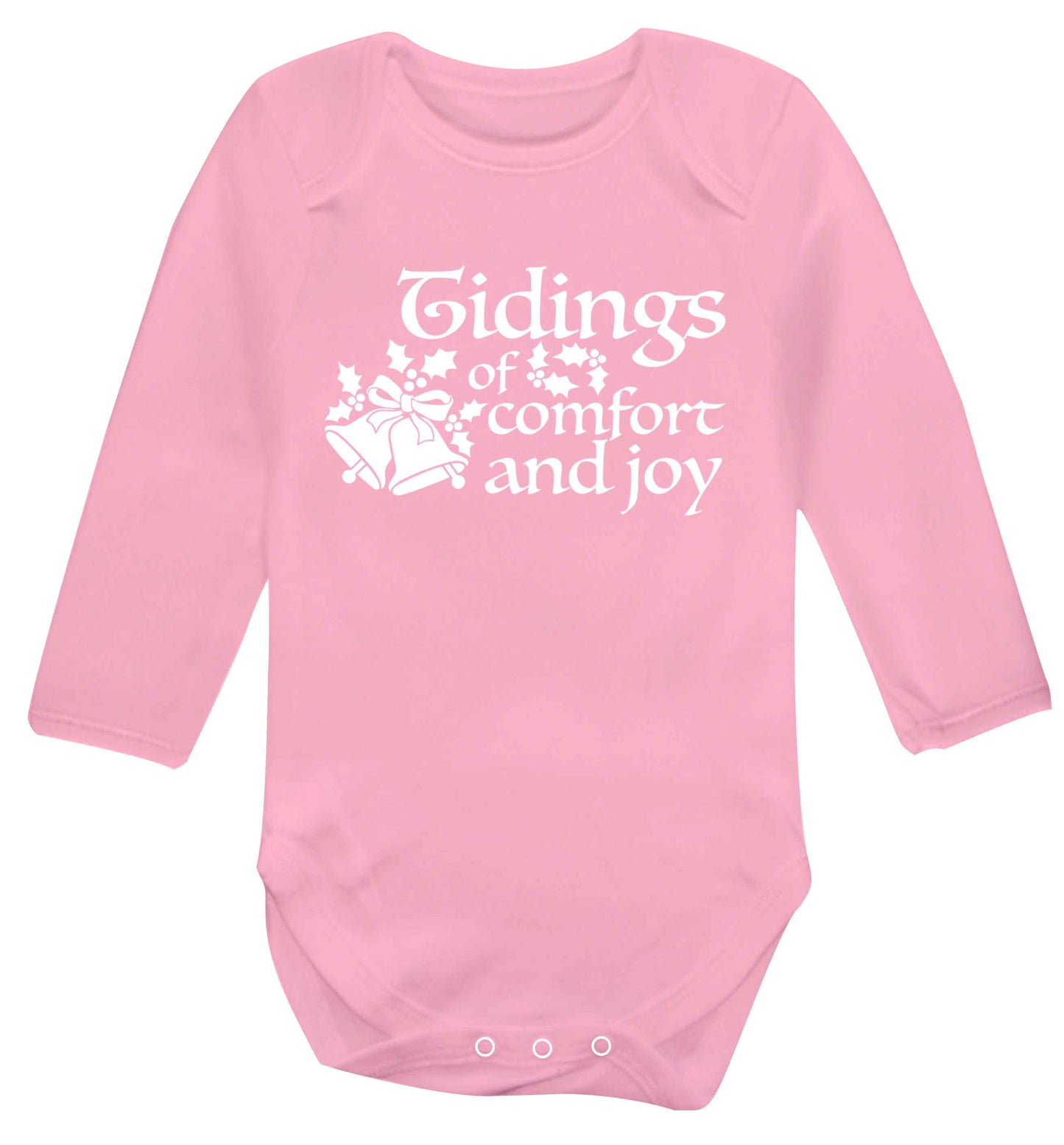 Tidings of comfort and joy Baby Vest long sleeved pale pink 6-12 months