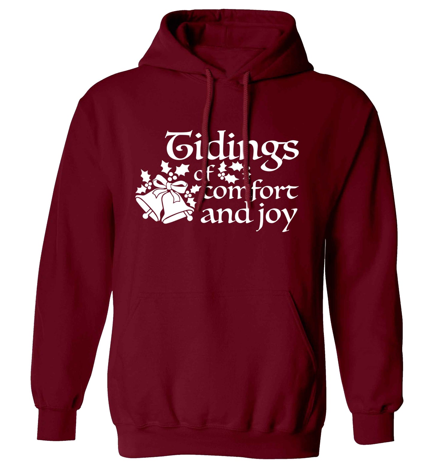 Tidings of comfort and joy adults unisex maroon hoodie 2XL