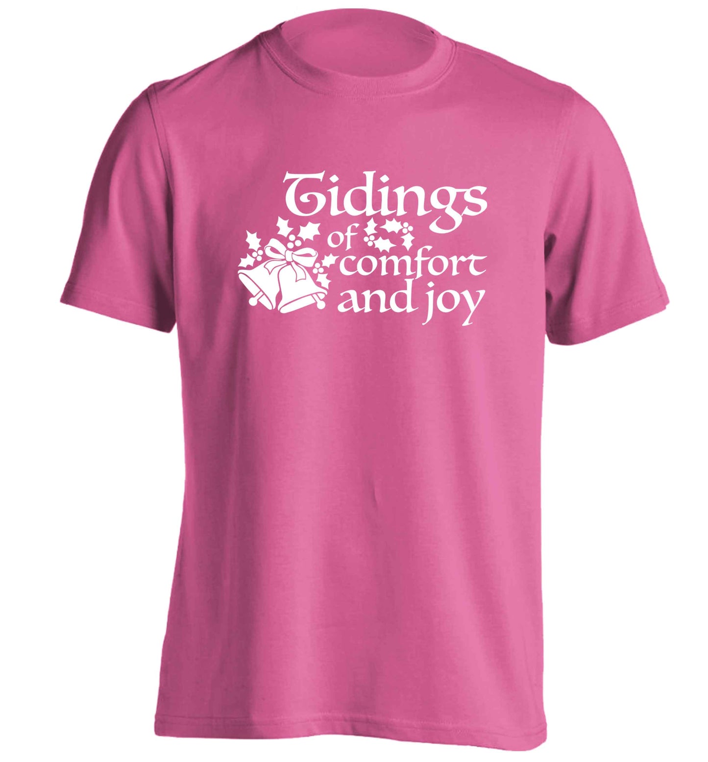 Tidings of comfort and joy adults unisex pink Tshirt 2XL