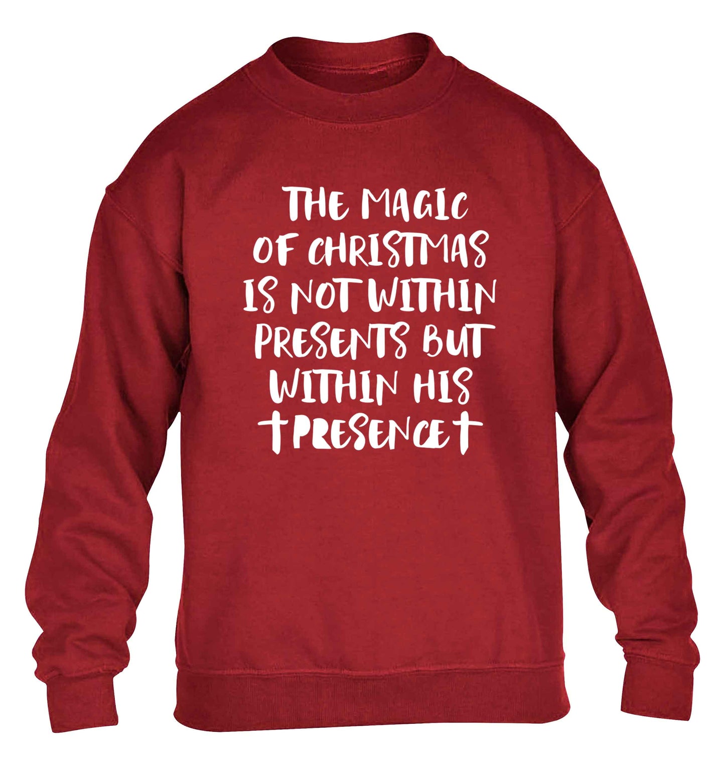 The magic of Christmas is not within presents but within his presence children's grey sweater 12-13 Years