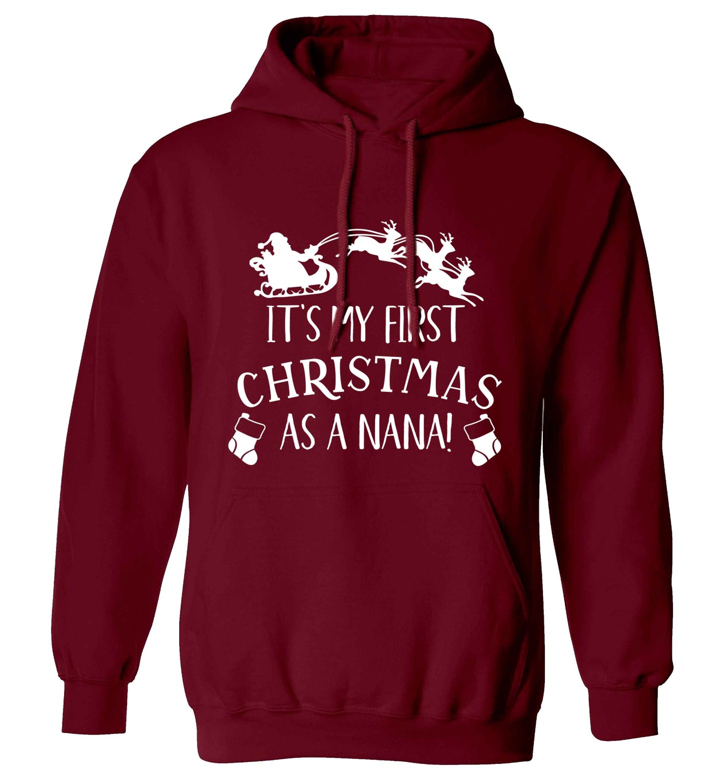It's my first Christmas as a nana adults unisex maroon hoodie 2XL