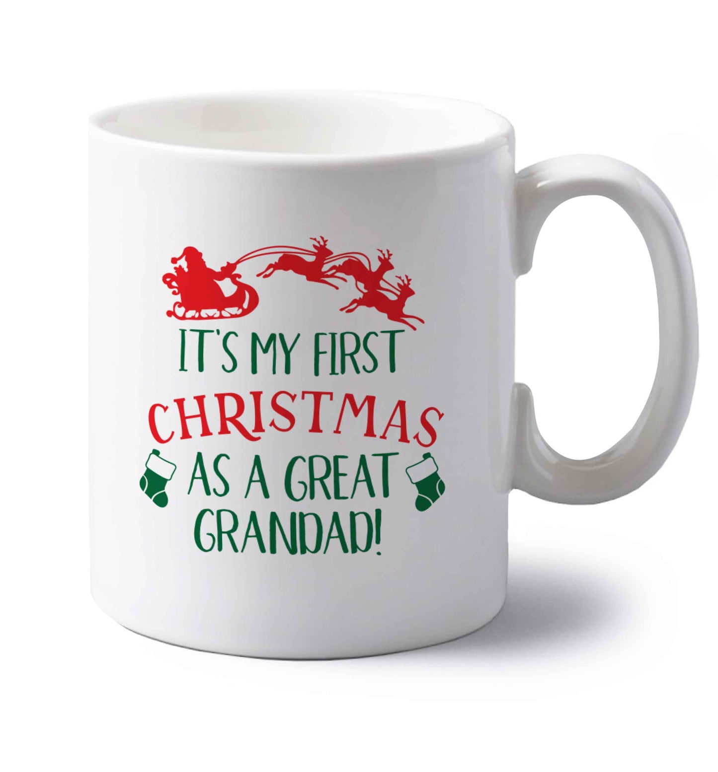 It's my first Christmas as a great grandad! left handed white ceramic mug
