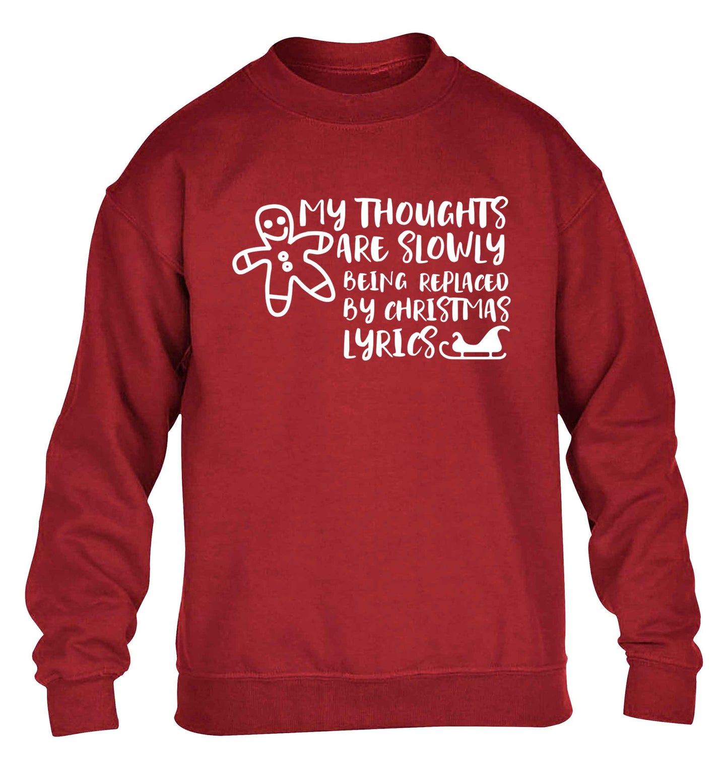 My thoughts are slowly being replaced by Christmas lyrics children's grey sweater 12-13 Years