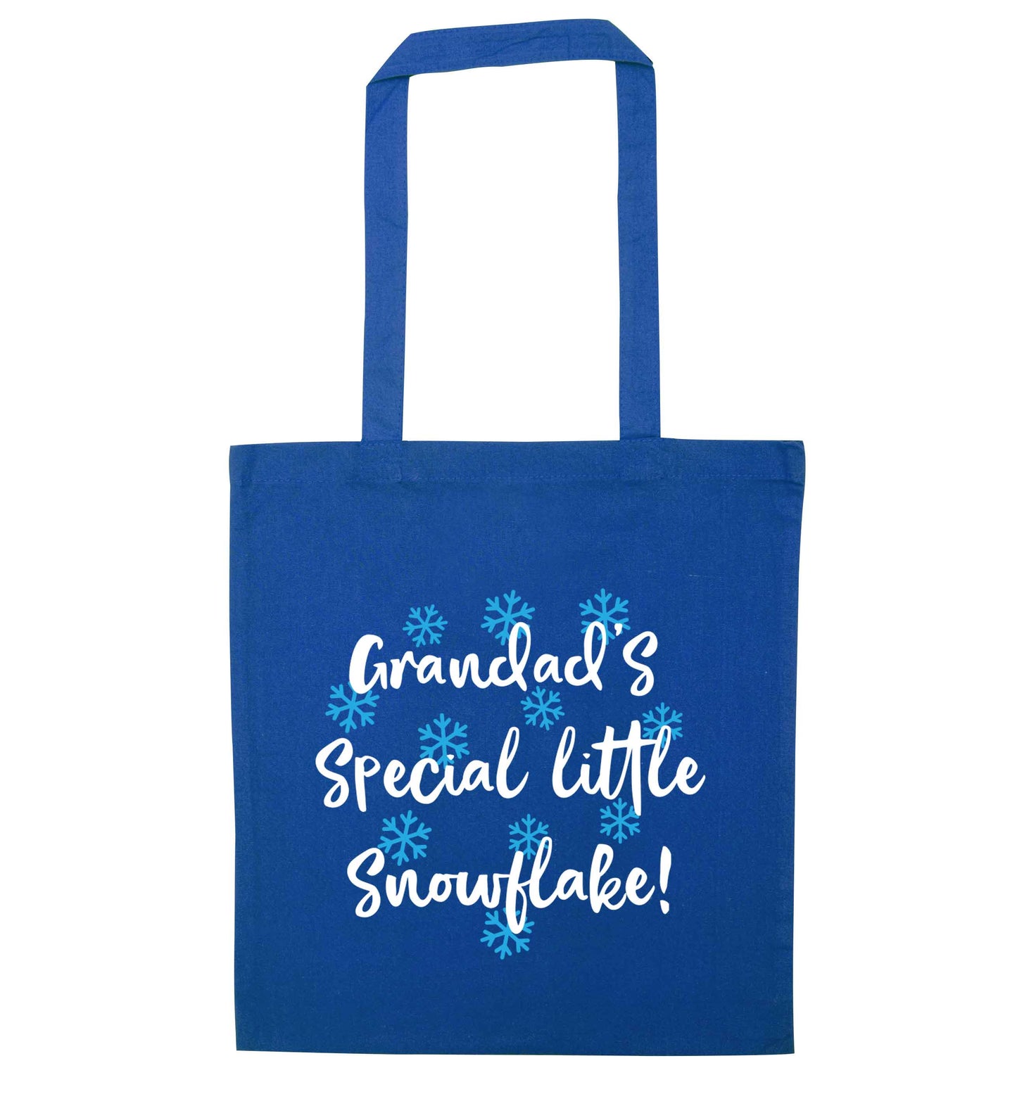 Grandad's special little snowflake blue tote bag