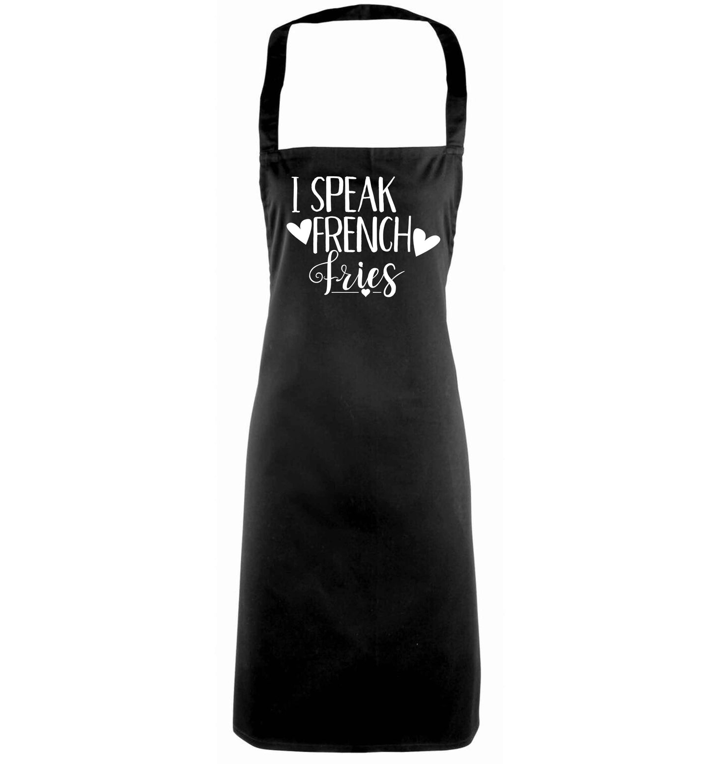 I speak French fries black apron