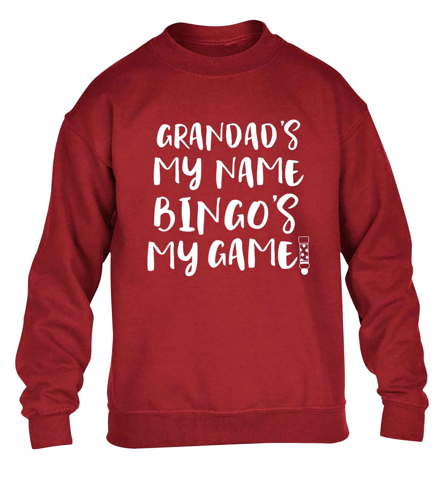 Grandad's my name bingo's my game! children's grey sweater 12-13 Years