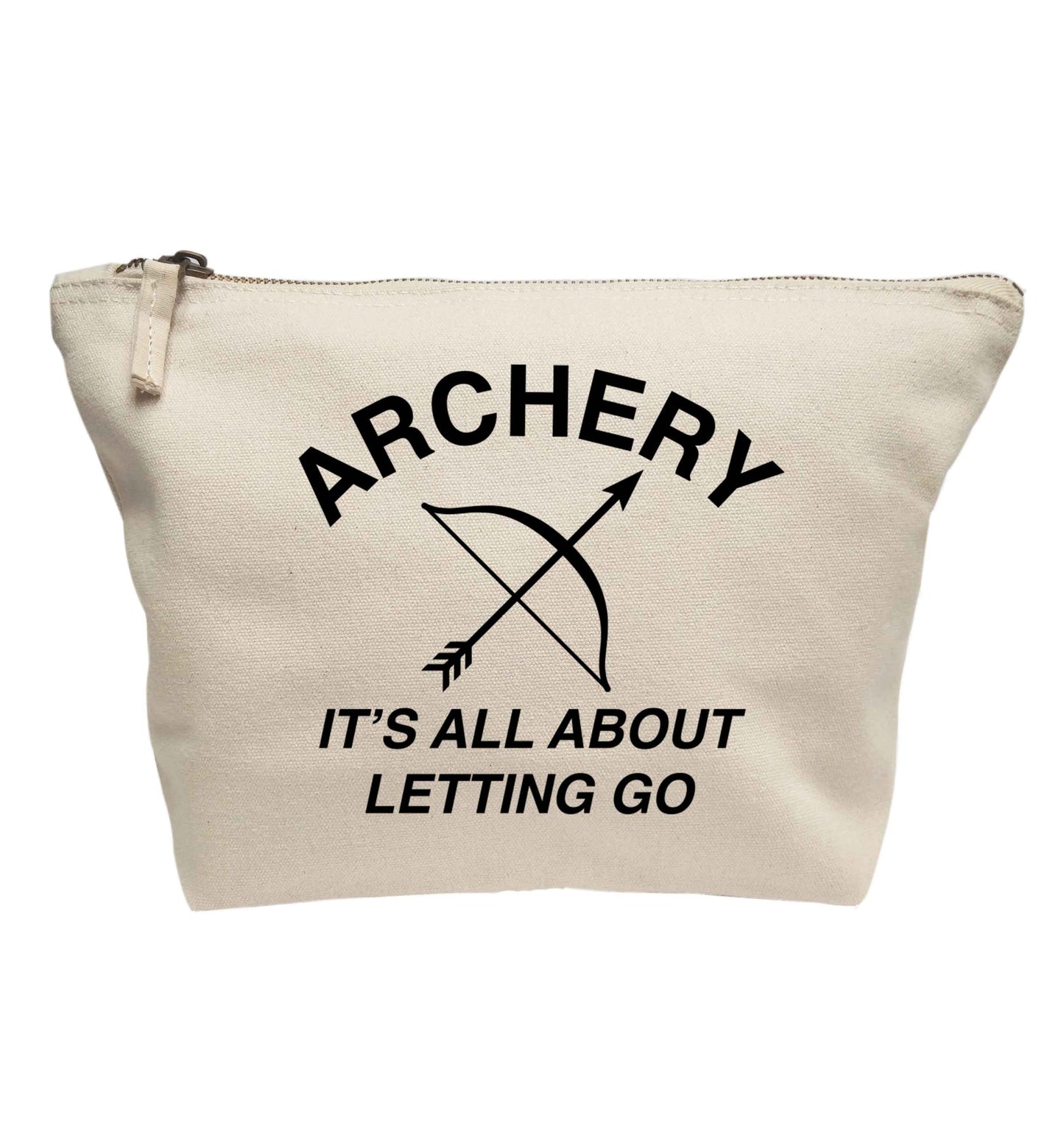 Archery it's all about letting go | makeup / wash bag
