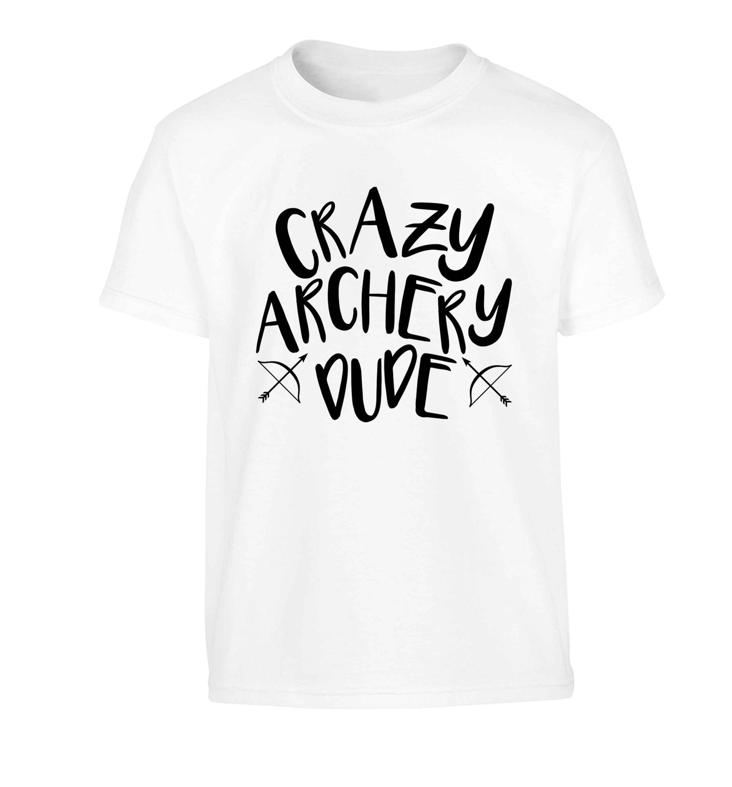 Crazy archery dude Children's white Tshirt 12-13 Years