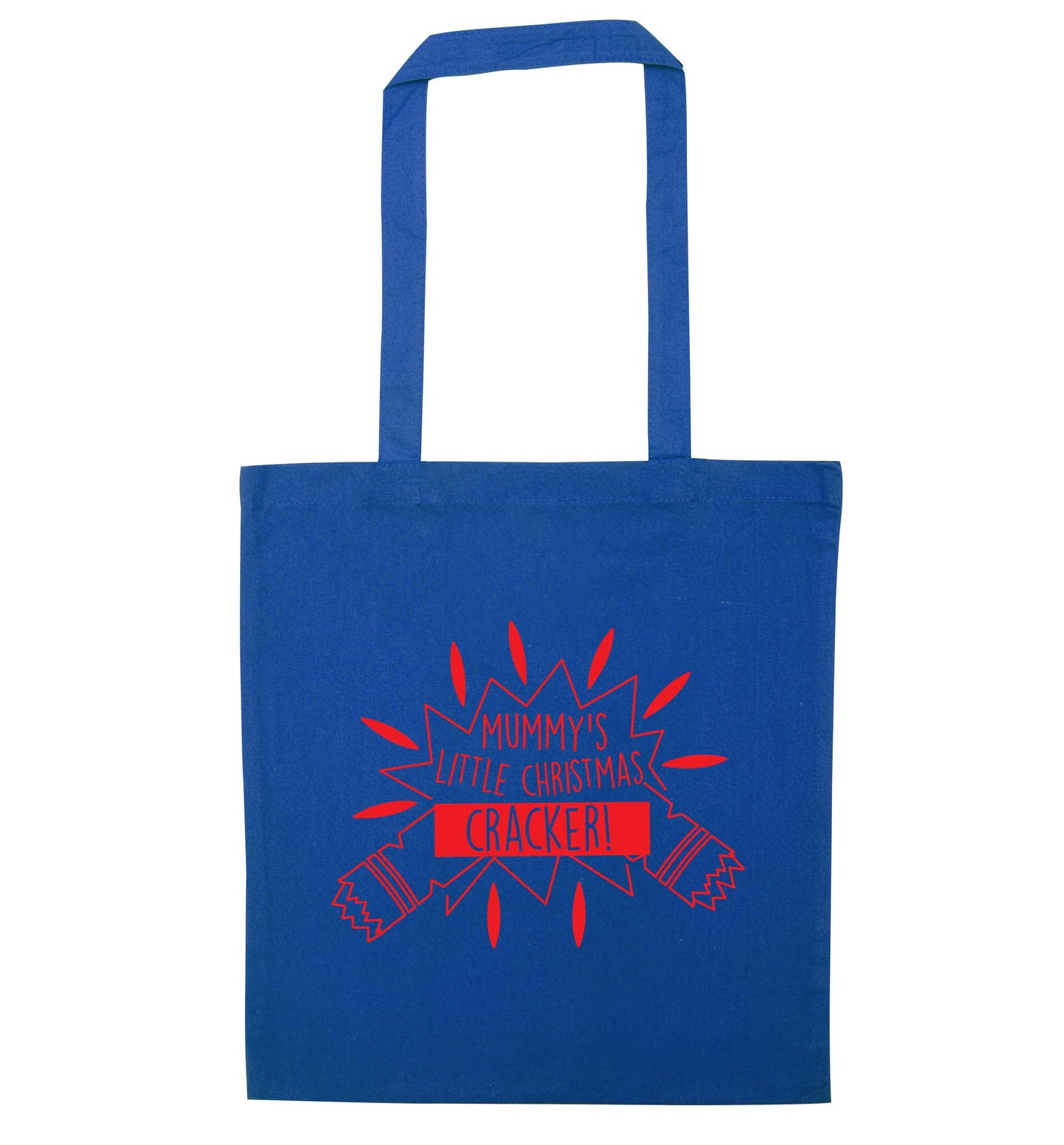 Mummy's little christmas cracker blue tote bag