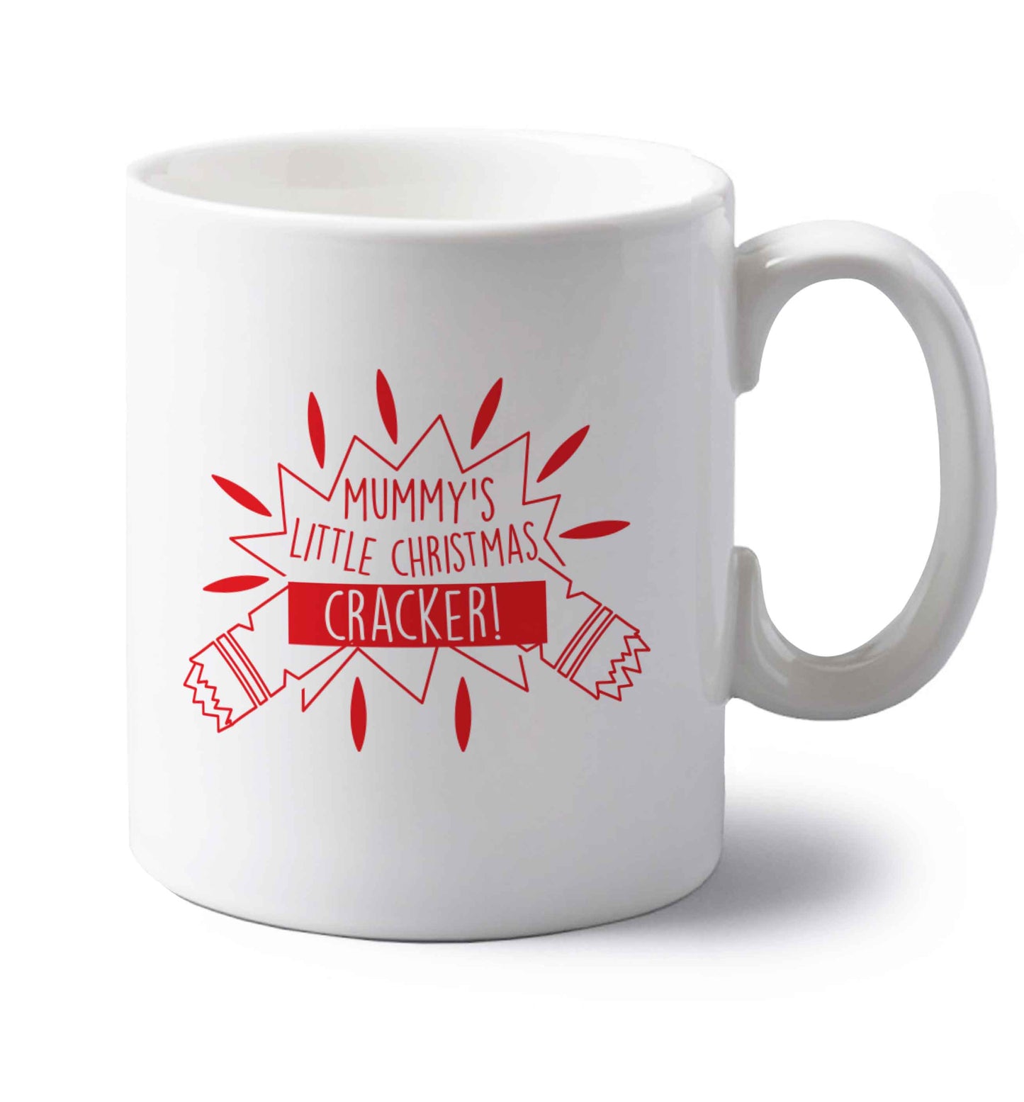 Mummy's little christmas cracker left handed white ceramic mug