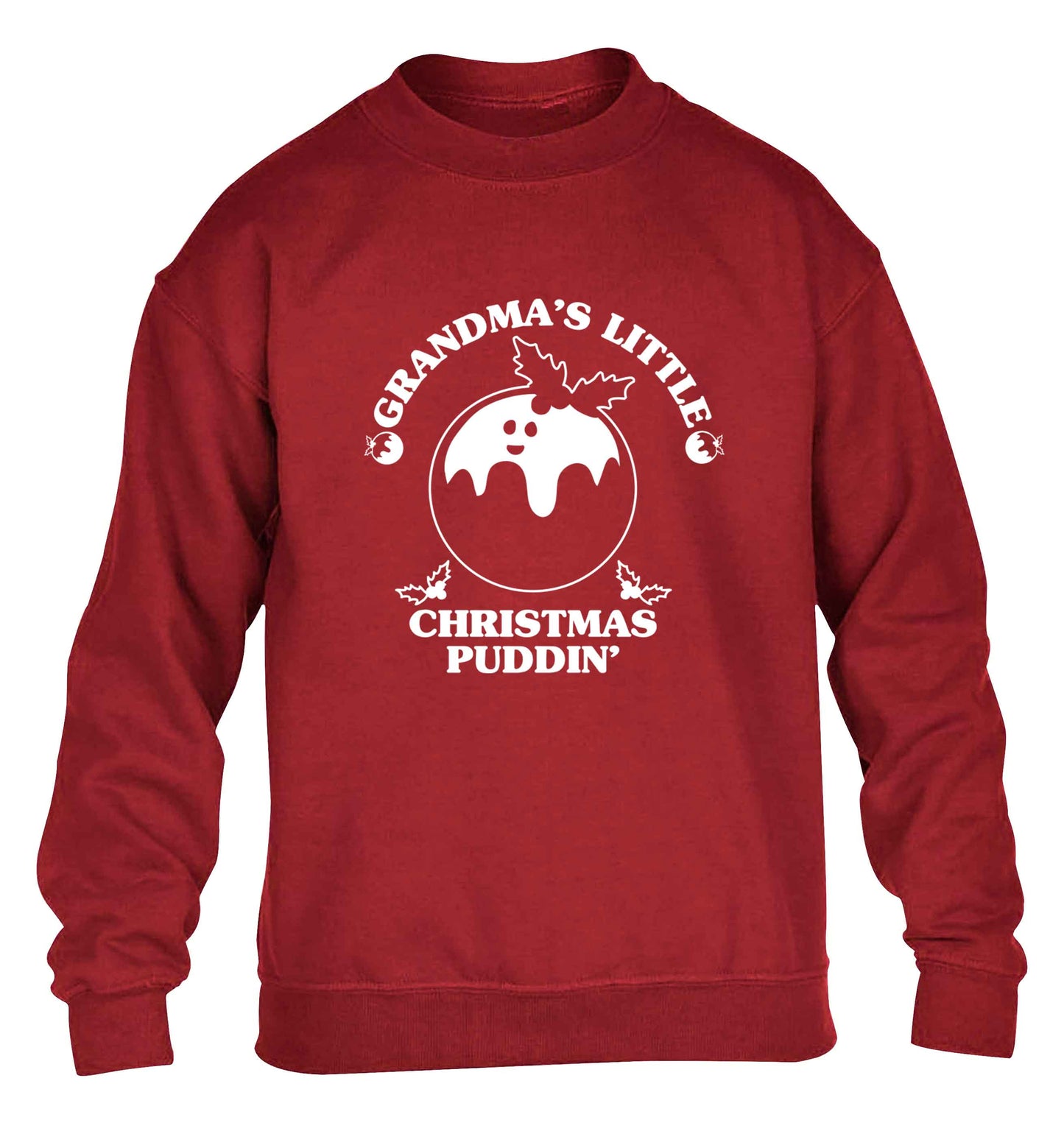 Grandma's little Christmas puddin' children's grey sweater 12-13 Years