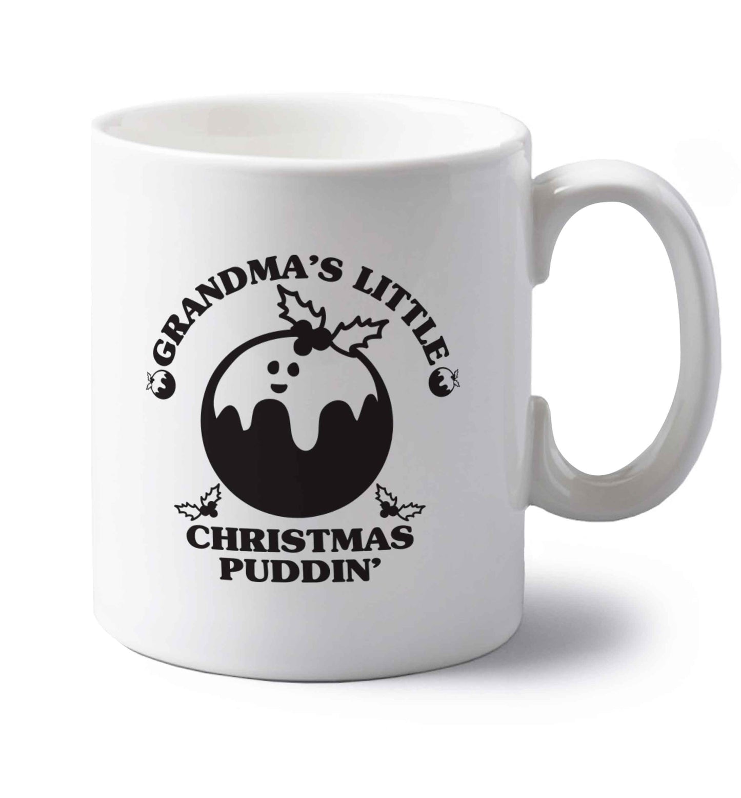 Grandma's little Christmas puddin' left handed white ceramic mug