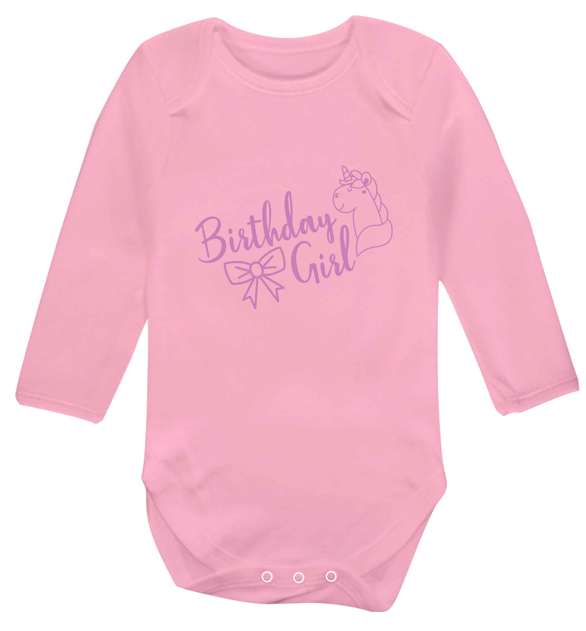 Birthday girl baby vest long sleeved pale pink 6-12 months