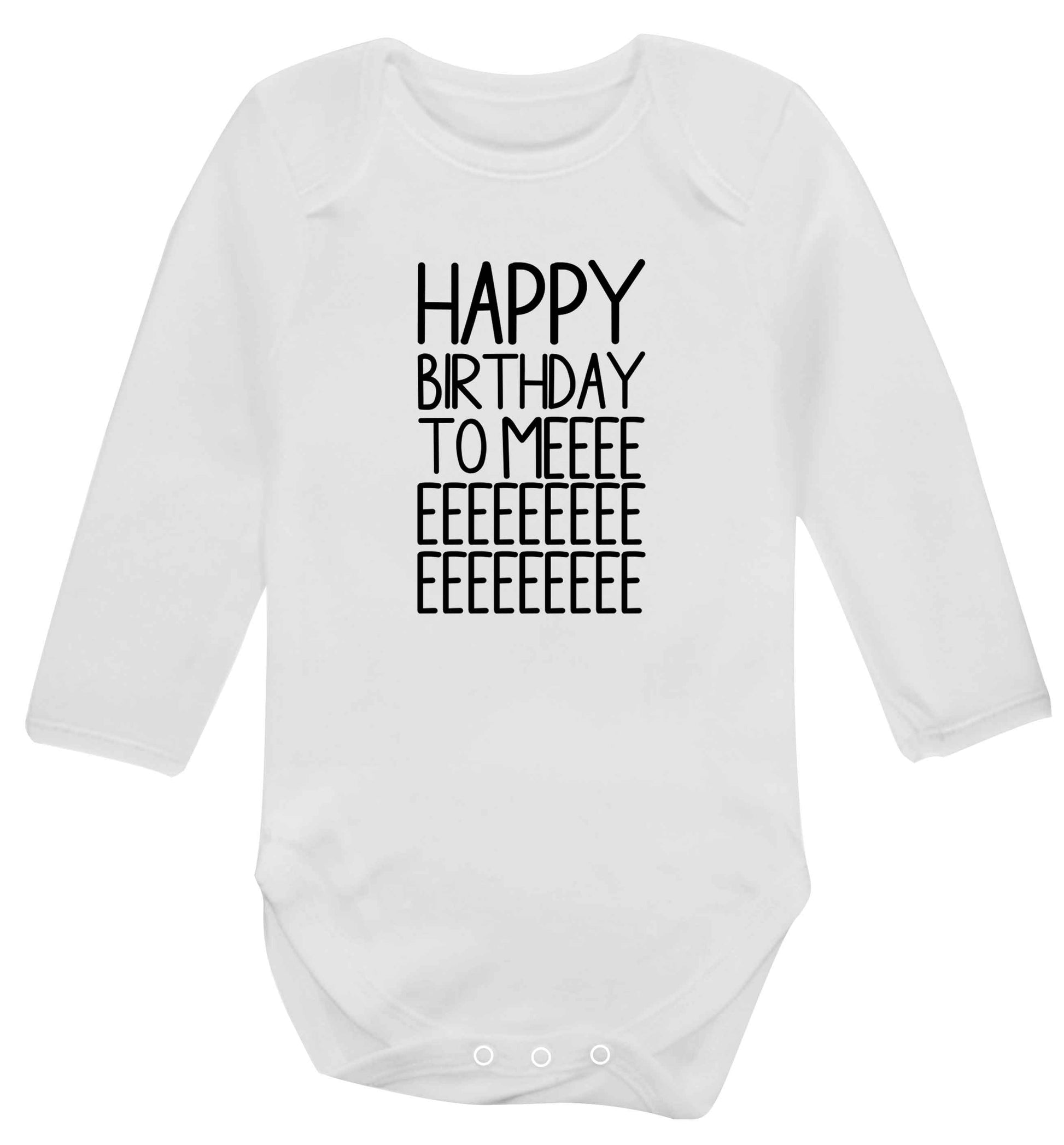 Happy birthday to me baby vest long sleeved white 6-12 months