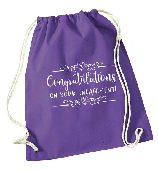 Congratulations on your engagement purple drawstring bag