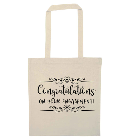 Congratulations on your engagement natural tote bag